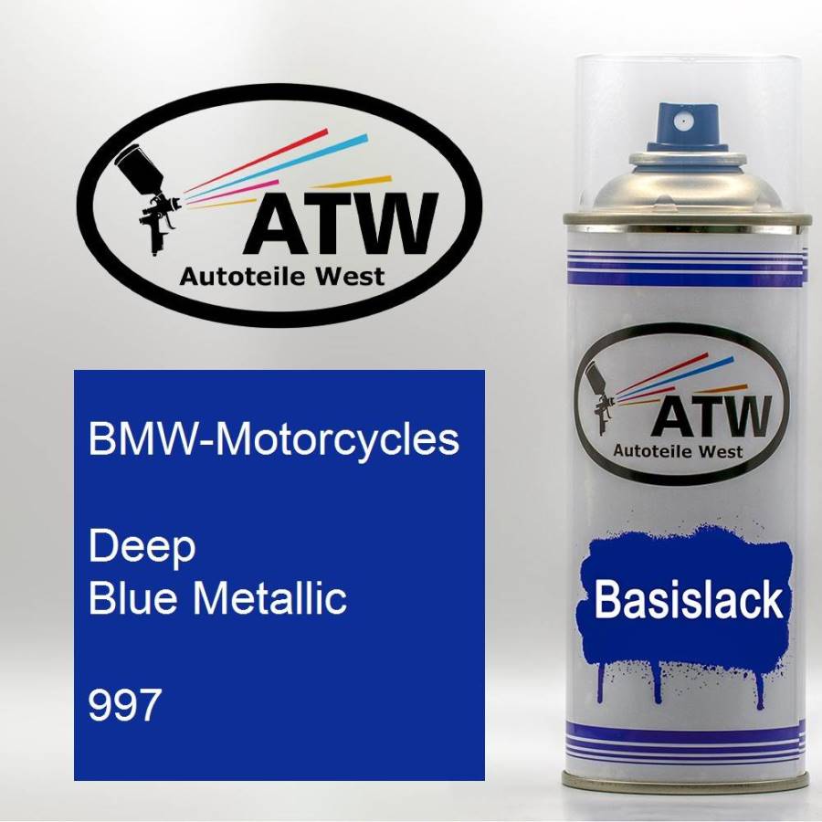 BMW-Motorcycles, Deep Blue Metallic, 997: 400ml Sprühdose, von ATW Autoteile West.